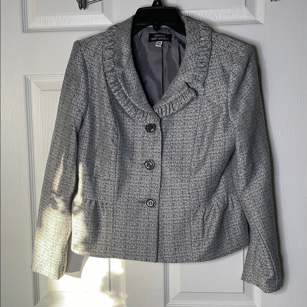 giorgio sant’ angelo knit ruffle collar blazer